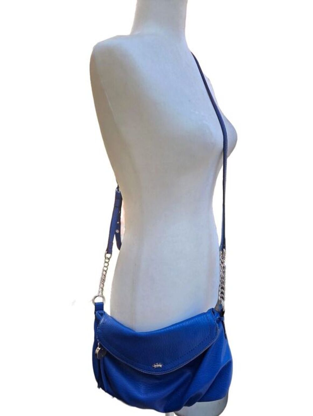 Juicy Couture y2k Blue Faux Leather Chain Crossbody Handbag Flap Shoulder Bag - Picture 7 of 9
